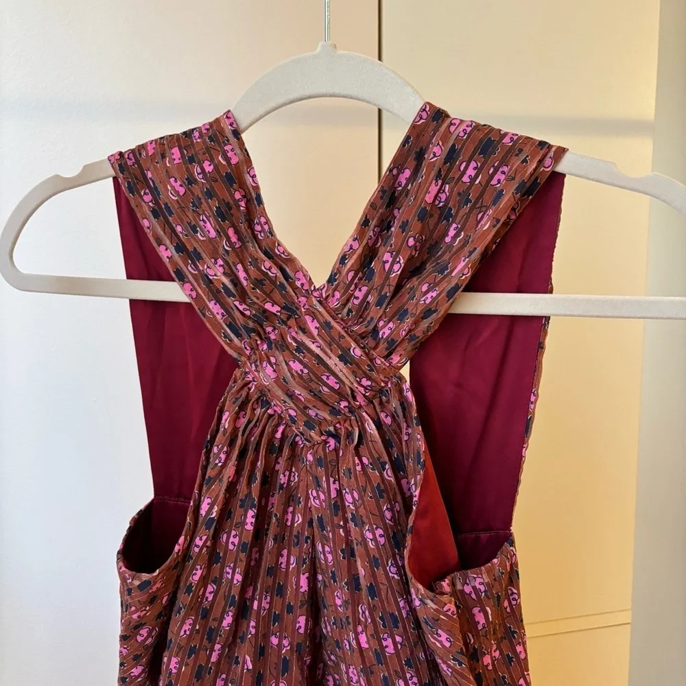 Kate Spade Floradoodle Dress Size 2 Floral Print Crossover Midi Dress NWOT - Picture 2 of 8